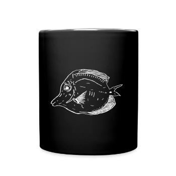 gelber Segelflossendoktorfisch weiß - Tasse einfarbig - Schwarz - Vorne