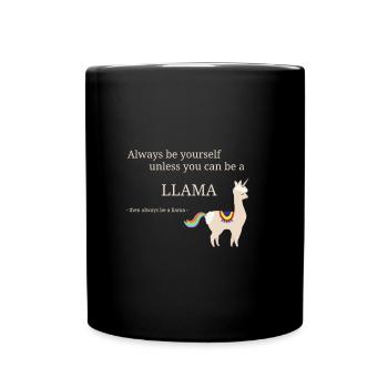 Licorne lama avec un dicton cool - Mug uni - noir - Devant