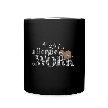 Allergy to work sleepy kawaii sloth - Full Colour Mug - black - Front