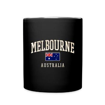 Melbourne, Australie, Design avec drapeau - Mug uni - noir - Devant