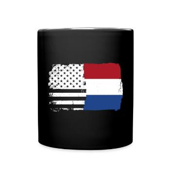 Flag Fusion: Stars Stripes Dutch Brush - Full Colour Mug - black - Front