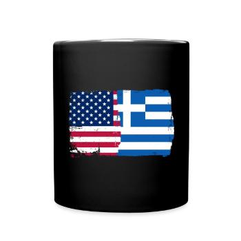US Griechenland Flagge Fusion - Tasse einfarbig - Schwarz - Vorne