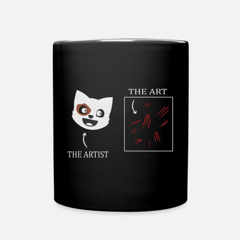 Katzen Kunst - Tasse einfarbig - Schwarz