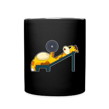 Bodybuilder girafe avec haltères - Mug uni - noir - Devant