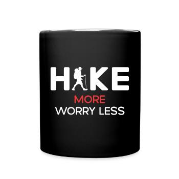 Hike More Worry Less - Hiking Gift - Full Colour Mug - black - Front