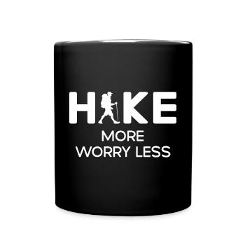 Hike More Worry Less - Hiking Gift - Full Colour Mug - black - Front
