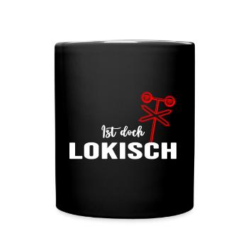 Eisenbahn Lokomotive Zug Bahnhof - Tasse einfarbig - Schwarz - Vorne