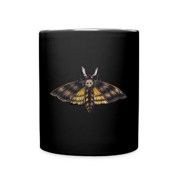 Schädel Totenkopf Motte düster Gothic Goth - Tasse einfarbig - Schwarz - Vorne