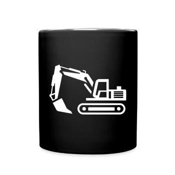Contours d’une excavatrice : silhouette d’un opérateur d’engin de chantier - Mug uni - noir - Devant