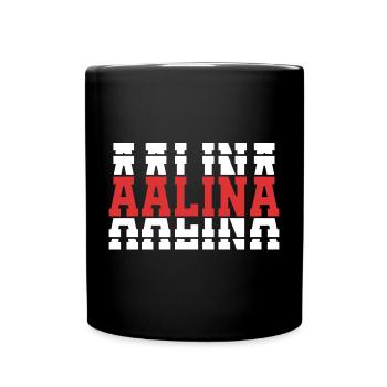 t-shirt Aalina t-shirt texte empilé idée cadeau - Mug uni - noir - Devant