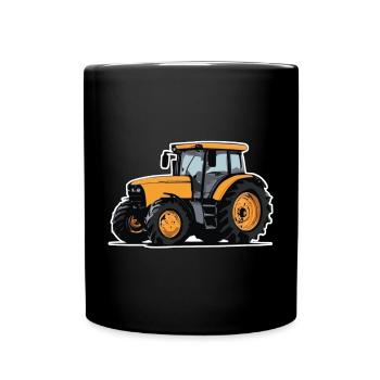 Traktor, Trecker, Schlepper - Tasse einfarbig - Schwarz - Vorne