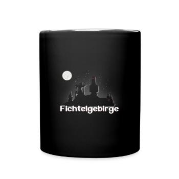 Schneeberg bei Nacht mit Luchs - Tasse einfarbig - Schwarz - Vorne