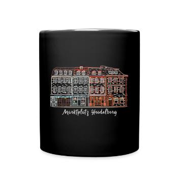 Heidelberg Marktplatz, Süddeutschland Handzeichnun - Tasse einfarbig - Schwarz - Vorne