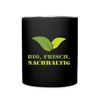 Bio frisch Nachhaltig Biobauer Weihnachtsgeschenk - Tasse einfarbig - Schwarz - Vorne