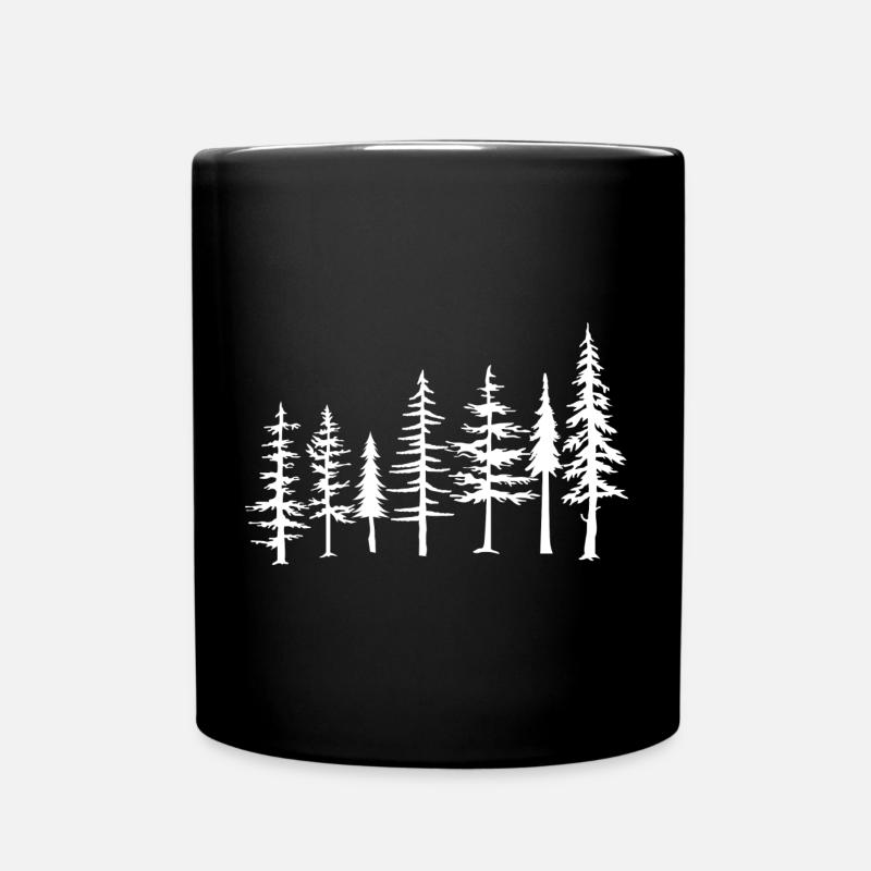 Monochrome Pine Forest Silhouette - Full Colour Mug - black