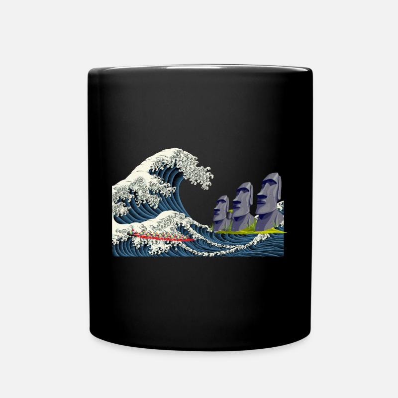 Big Wave Hokusai Statuen Osterinsel Chile - Tasse einfarbig - Schwarz