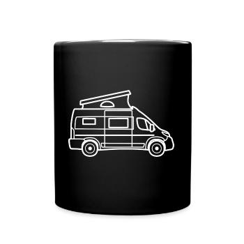 Van / Camper Van with Pop-Up Roof - White - Full Colour Mug - black - Front