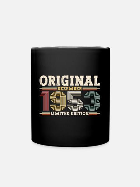 70th Birthday Original December Born 1953 - Full Colour Mug - black