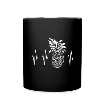 Heartbeat Pulse Ananas ECG Fruits Nourriture Délicieux - Mug uni - noir - Devant