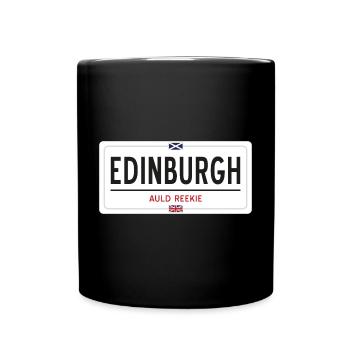 Ortsschild von Edinburgh - Tasse einfarbig - Schwarz - Vorne