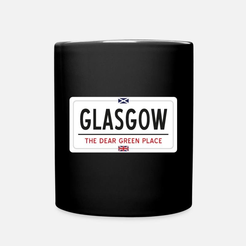 Glasgow Place Name Sign - Full Colour Mug - black
