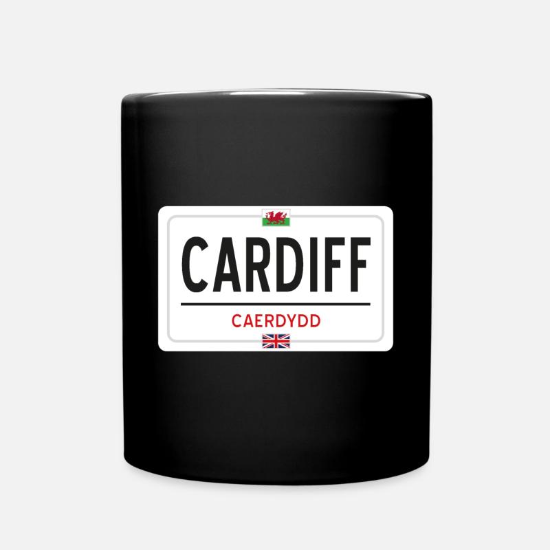Cardiff town sign - Full Colour Mug - black