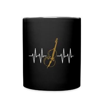Heart Line with Double Bass Double Bass Orchestra - Full Colour Mug - black - Front