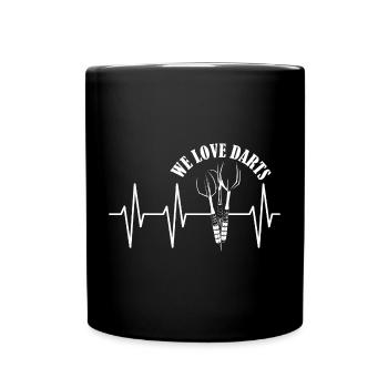 we love darts Dartsport Symbol icon Herzschlag - Tasse einfarbig - Schwarz - Vorne