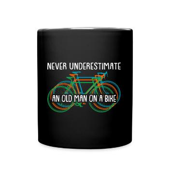 Old man grandpa on bike - Full Colour Mug - black - Front