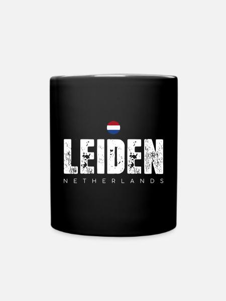 Leiden City Distressed Print - Tasse einfarbig - Schwarz