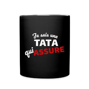 Ich bin eine Tante, die für gute Laune bürgt - Tasse einfarbig - Schwarz - Vorne