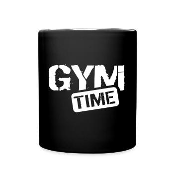 gym time fitness bodybuilding workout icon logo - Full Colour Mug - black - Front
