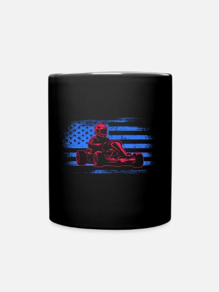 Kart Rennen USA Go Karts Herren Jungen Go-Kart - Tasse einfarbig - Schwarz