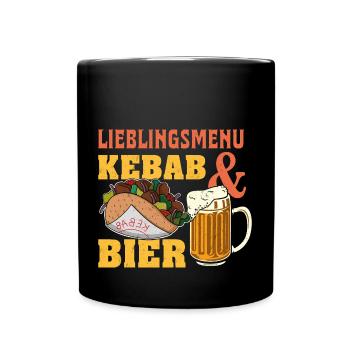 Favourite menu Kebab and beer Street food kebab - Full Colour Mug - black - Front