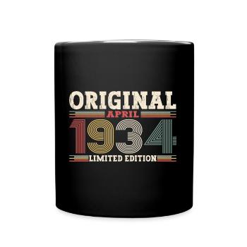 90e anniversaire hommes Original avril Vintage 1934 - Mug uni - noir - Devant
