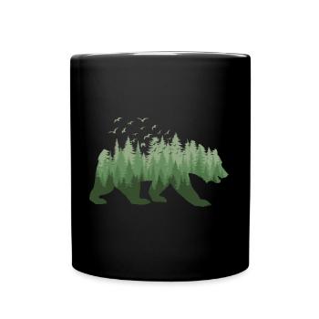 Bear Forest Silhouette Wildlife Nature Animal - Full Colour Mug - black - Front