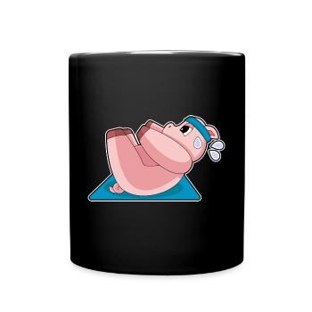 Pig Abdominal Workout Bodybuilding - Full Colour Mug - black - Front