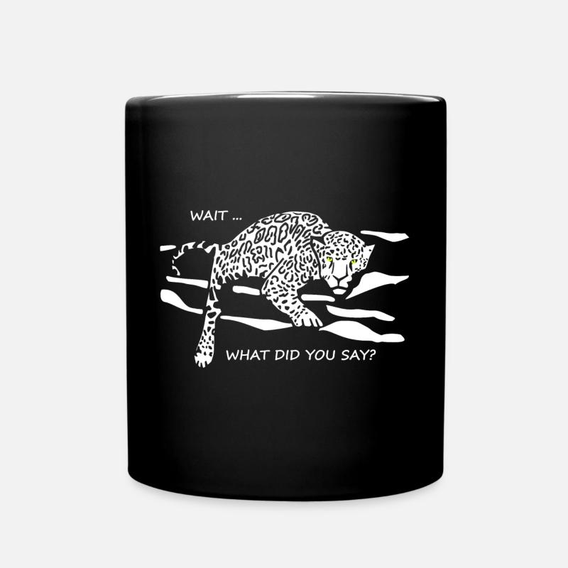 Leopard Awakened: What Did You Say? - Full Colour Mug - black