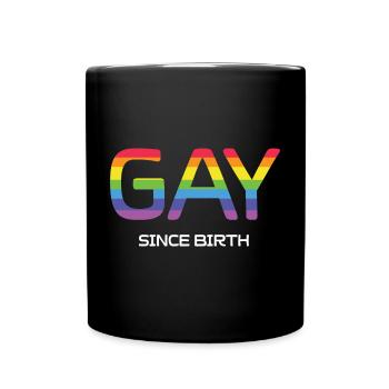 Mois de la fierté LGBT - Gay depuis la naissance - Mug uni - noir - Devant