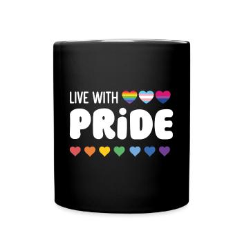 LGBTQ Pride Month - Live with Pride - Full Colour Mug - black - Front