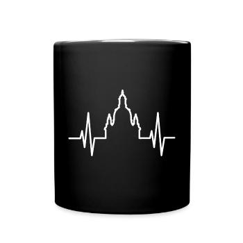 Herzschlag Dresden Frauenkirche Puls Stadt Liebe - Tasse einfarbig - Schwarz - Vorne