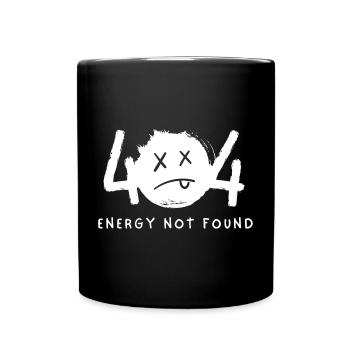 Lustiges Emoticon "Energie nicht gefunden" - Tasse einfarbig - Schwarz - Vorne