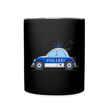 Polizeiauto Blau - Tasse einfarbig - Schwarz - Vorne