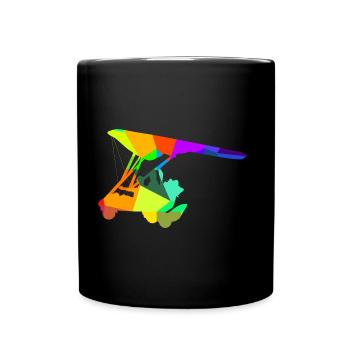 Ultralight Trike Rainbow Aircraft Vehicles - Full Colour Mug - black - Front