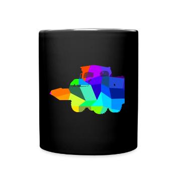 Skid Steer Loader Rainbow Polygon Construction Vehicle - Full Colour Mug - black - Front