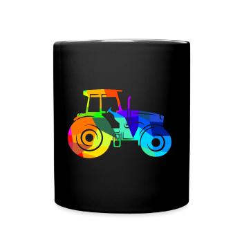 Tractor Rainbow Polygon Agriculture Vehicle - Full Colour Mug - black - Front