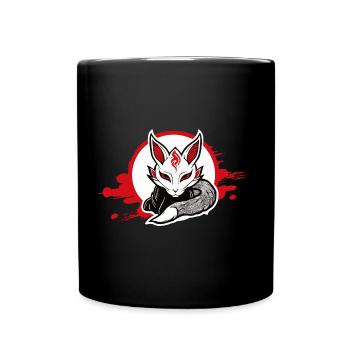 Manga Kitsune Fox Anime Kumiho Mask Manga Otaku - Full Colour Mug - black - Front
