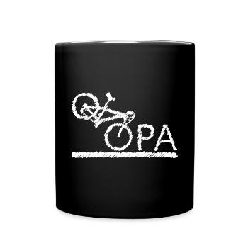 bester Opa Fahrrad Mountainbike Radeln Kritzeln - Tasse einfarbig - Schwarz - Vorne
