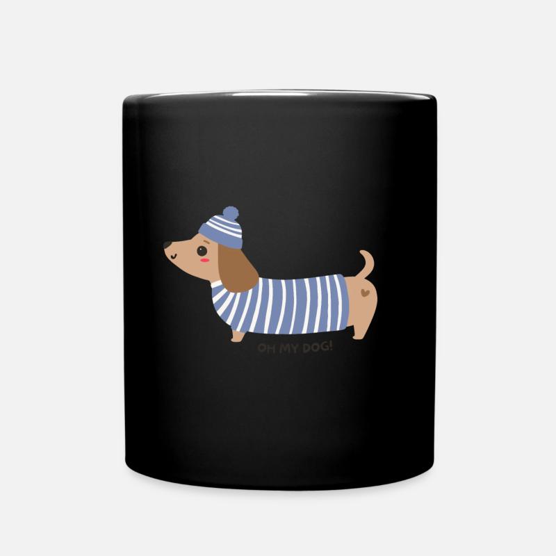Oh my dog! - Blue stripes - Full Colour Mug - black