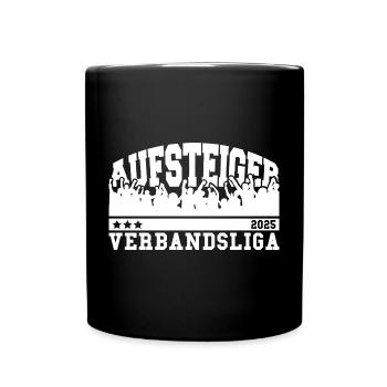 Aufsteiger 2025 Verbandsliga Aufstieg Fußball - Tasse einfarbig - Schwarz - Vorne
